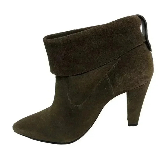 Schutz Brown Suede Heeled Foldover Heeled Booties Ankle Boots Women's Size 9 - Picture 4 of 10